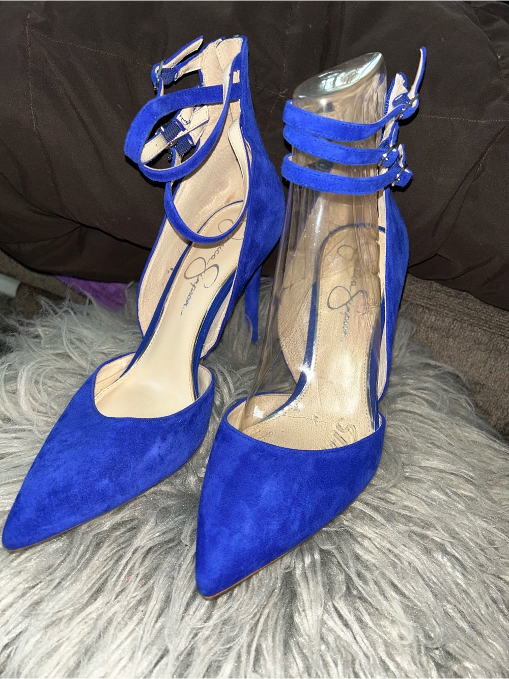 Jessica Simpson Royal Blue Pointed-Toe Triple-Ankle Strap Stiletto - Picture 2 of 8